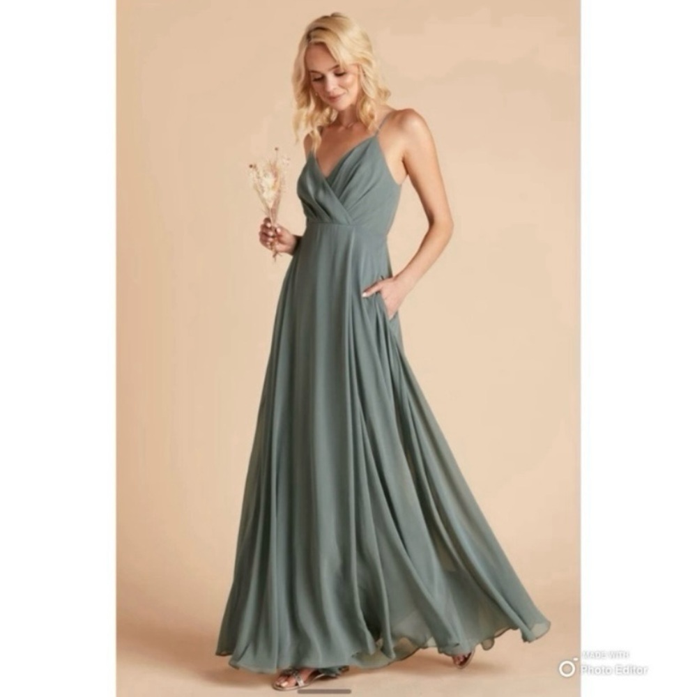 Birdy Grey Size XS Sea Glass Chiffon Kaia Bridesmaid Formal Maxi Dress NWT